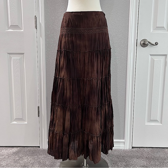 Tribal Crinkle Tie Dye Maxi Skirt - Picture 1 of 11